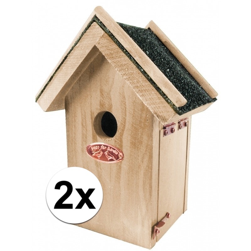 2x Vogelhuisjes van hout 16x22 cm