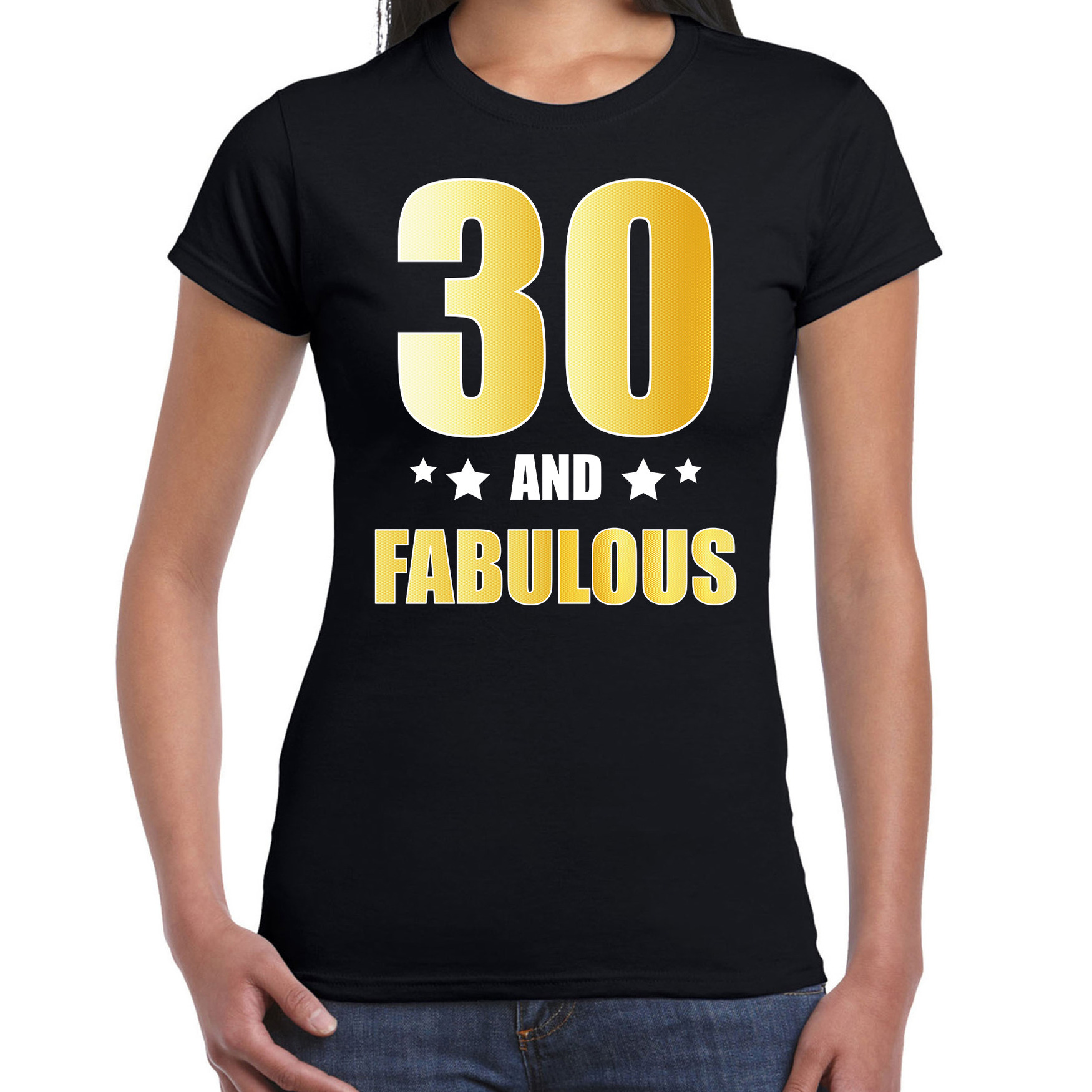 30 and fabulous verjaardag cadeau t-shirt-shirt goud 30 jaar zwart voor dames
