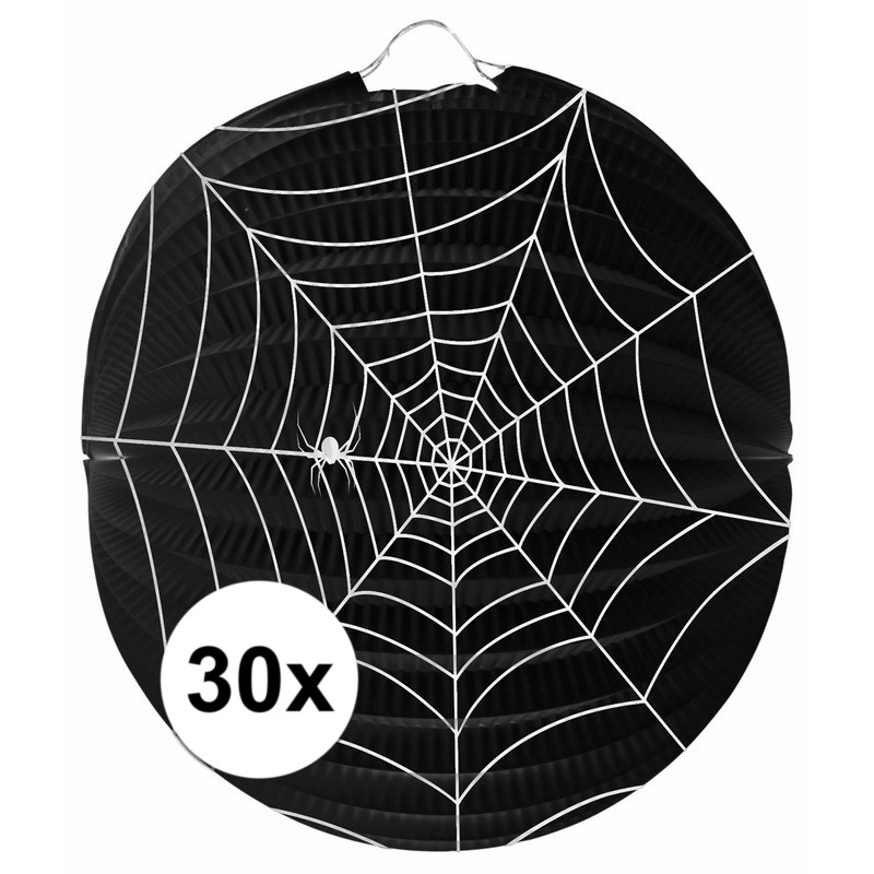 30 papieren spinnenweb lampionnen 22 cm