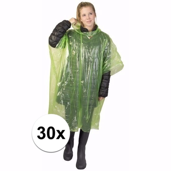 30x groene regen ponchos voor volwassenen