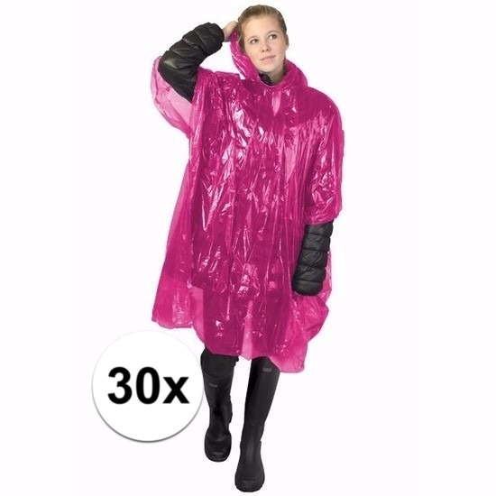 30x roze regen ponchos voor volwassenen