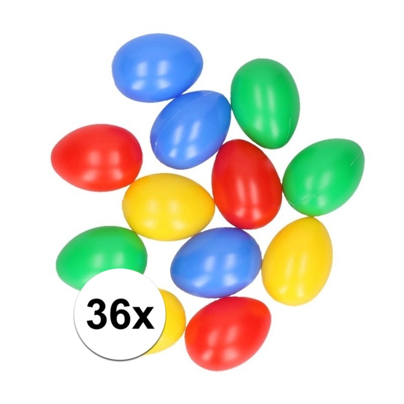 36x Plastic paaseieren in leuke kleuren