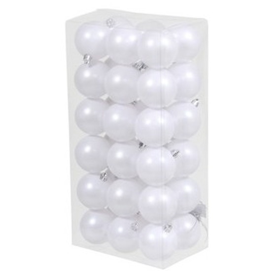 36x Witte kerstballen 6 cm matte kunststof-plastic kerstversiering