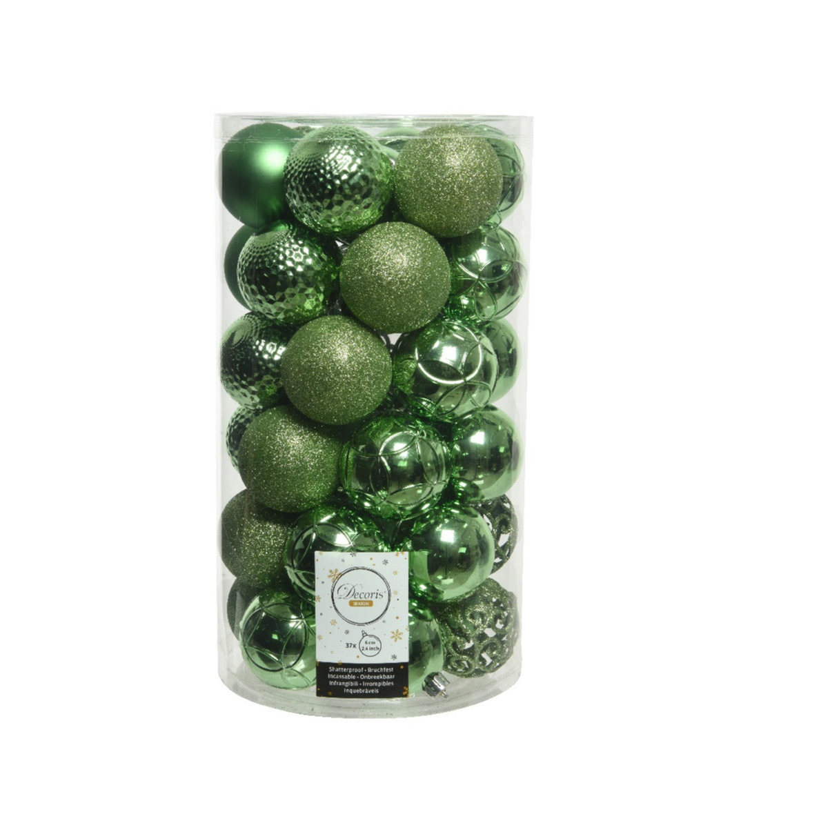 37x stuks kunststof kerstballen groen 6 cm glans-mat-glitter mix