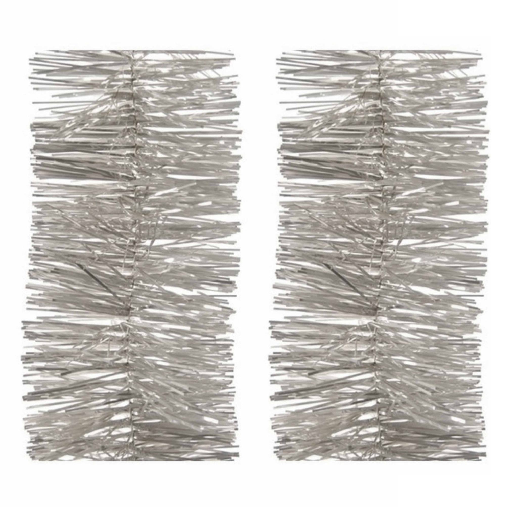 3x Feestversiering folie slingers licht parel-zilver 270 cm kunststof-plastic kerstversiering