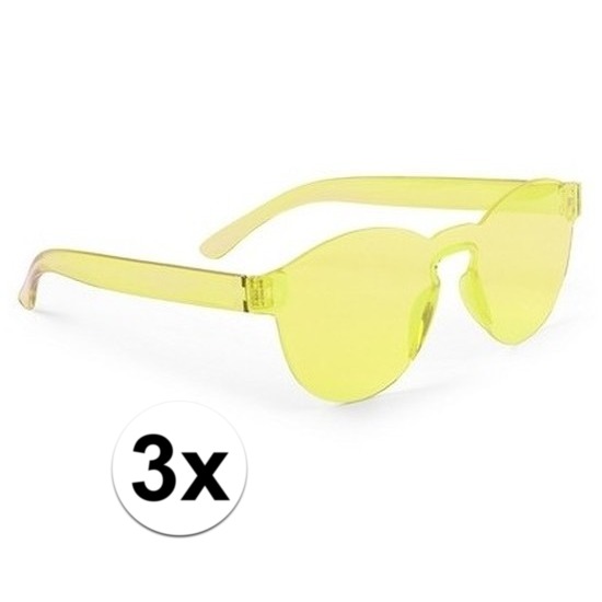 3x Gele partybril voor volwassenen