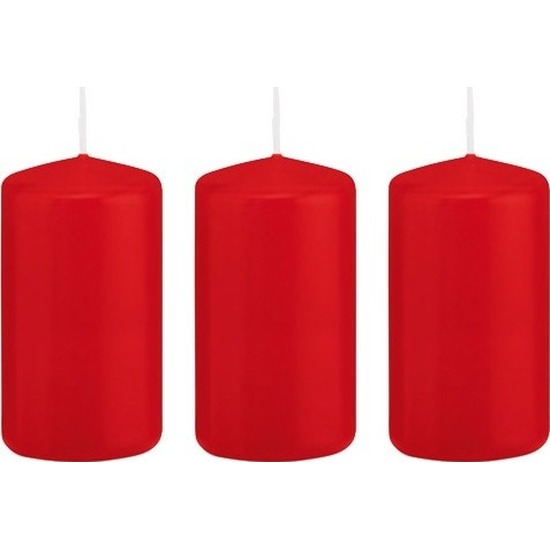3x Rode woondecoratie kaarsen 5 x 10 cm 23 branduren