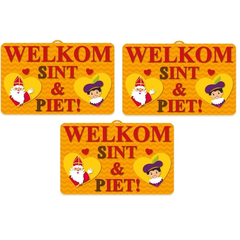 3x Sinterklaas wand bord 3D 58 x 38 cm