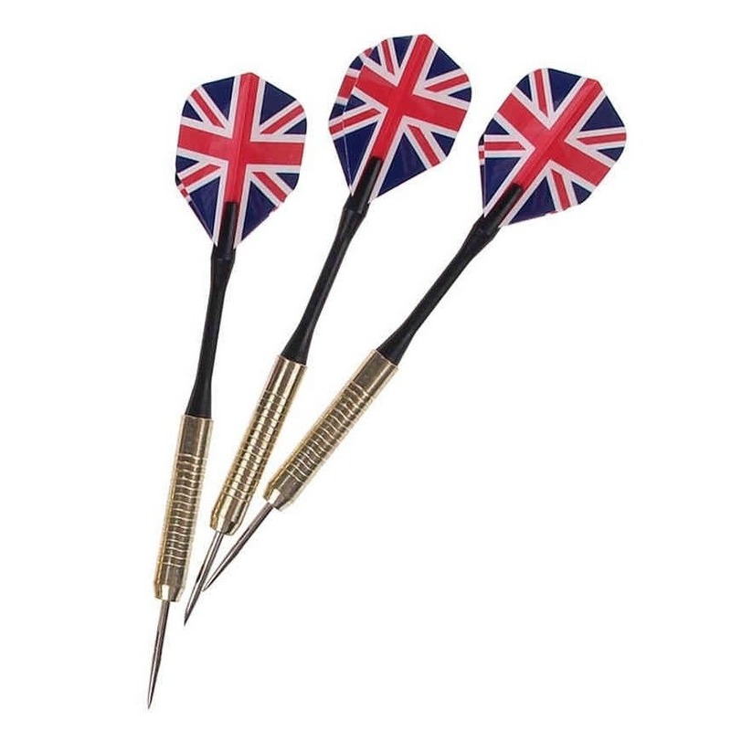 3x stuks Dartpijlen-pijltjes met Engelse-Britse vlag flights