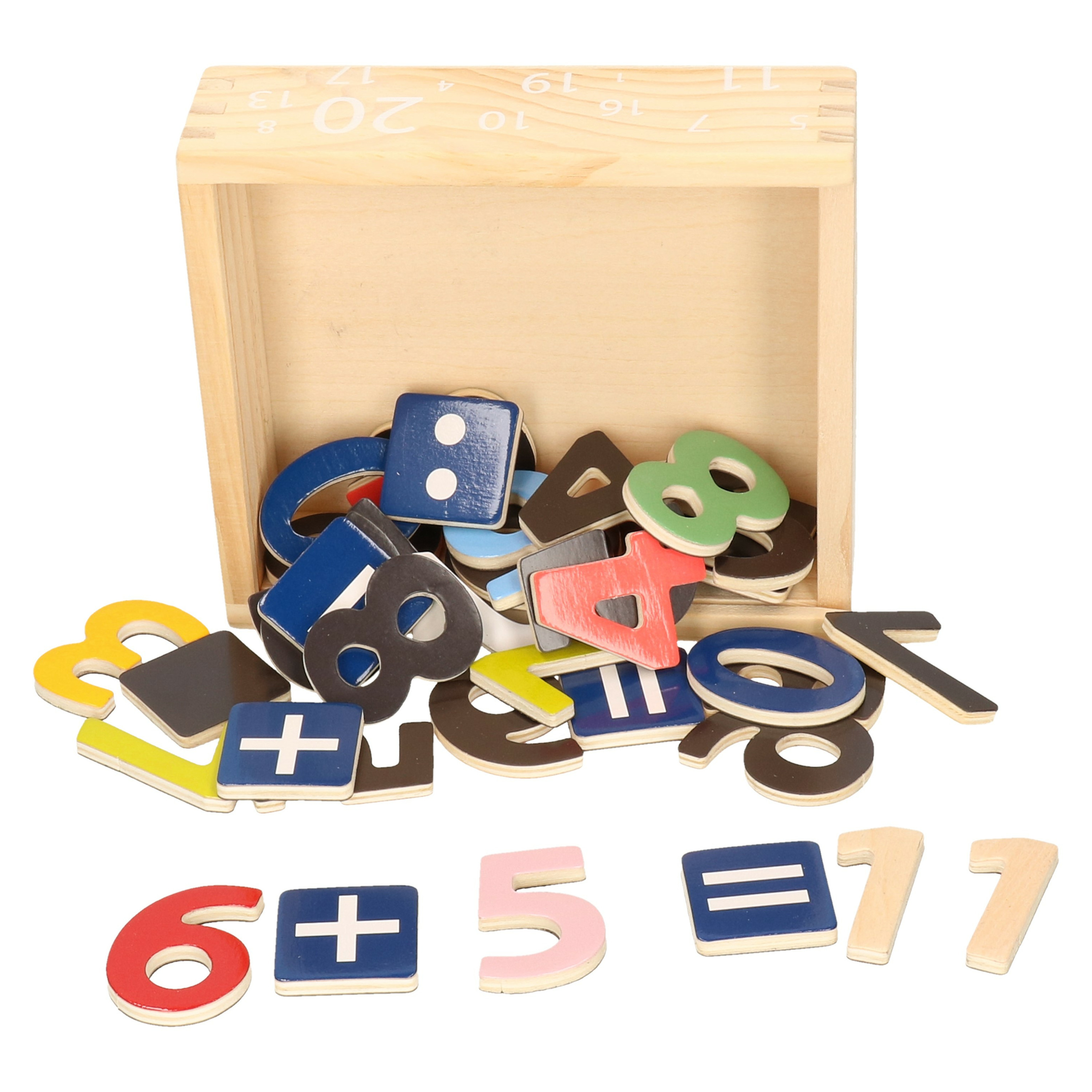 40x Magnetische houten cijfers-nummers gekleurd