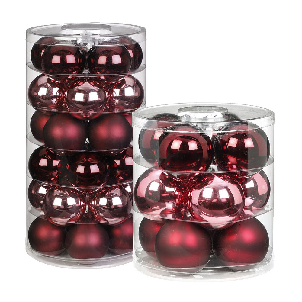 42x Berry Kiss mix roze-rode glazen kerstballen glans en mat