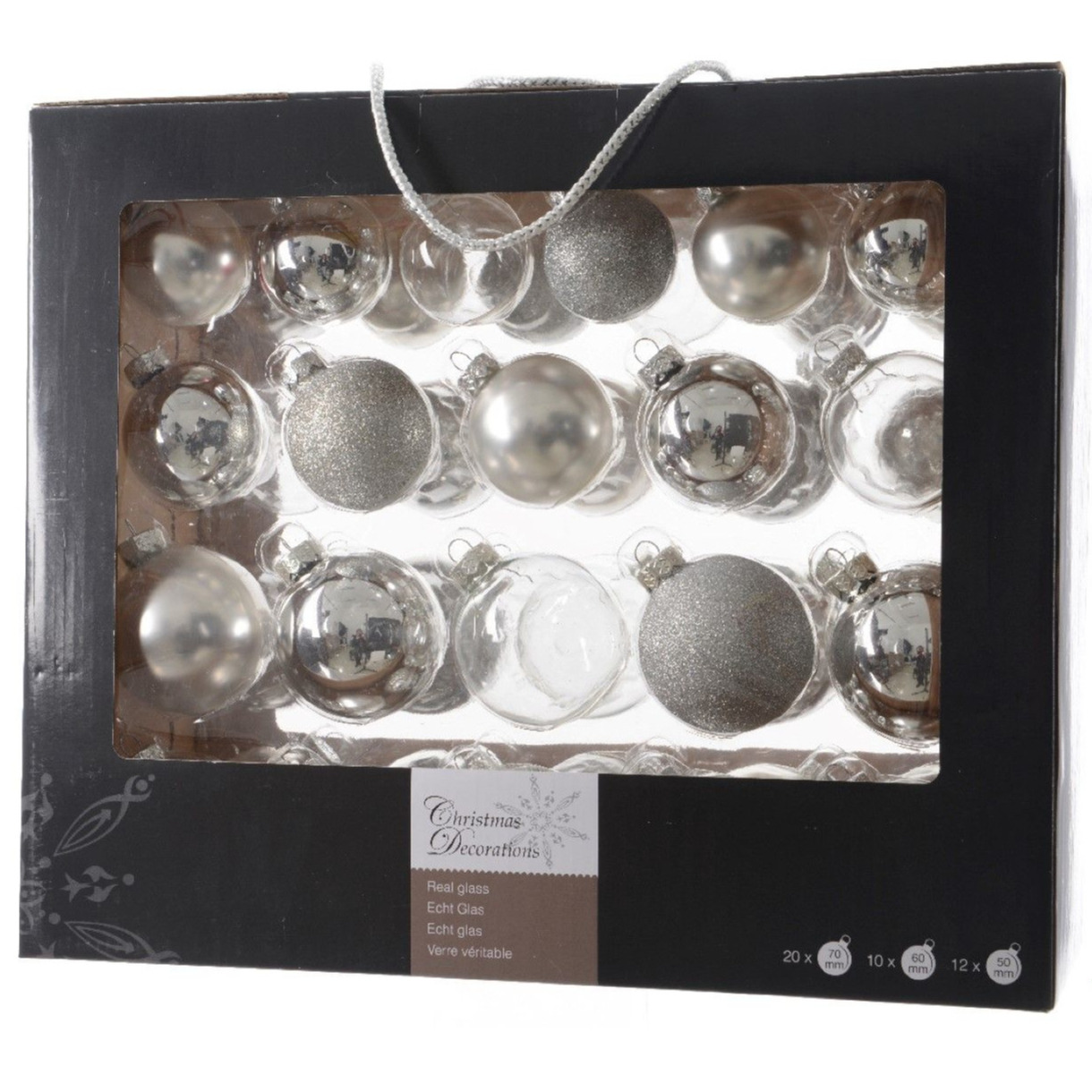 42x Zilveren kerstballen 5-6-7 cm glanzende-matte glas kerstversiering