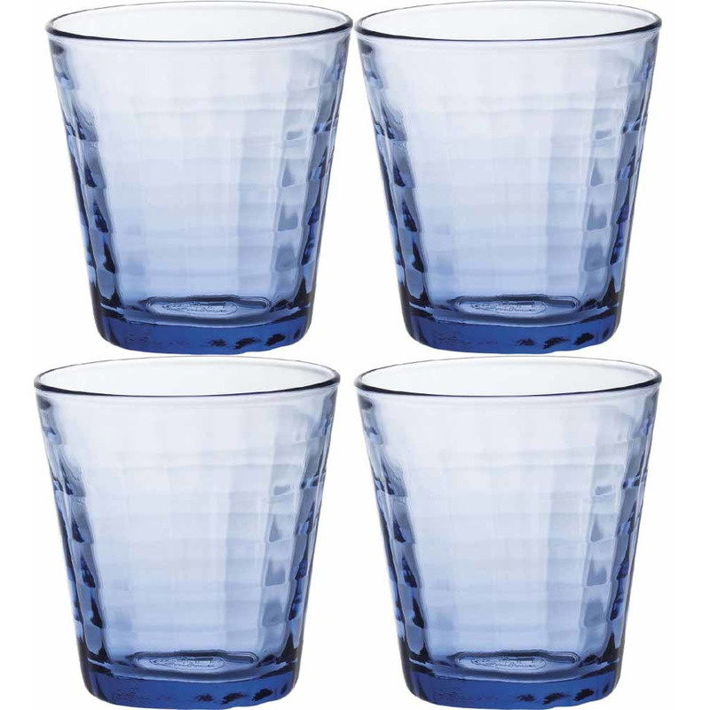 4x Drinkglazen-waterglazen blauw Prisme hardglas 27,5 cl