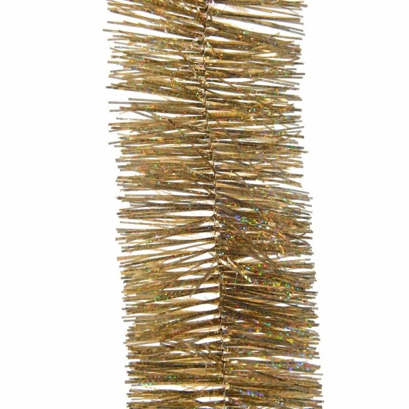 4x Feestversiering folie slingers glitter goud 7,4 x 270 cm kunststof-plastic kerstversiering