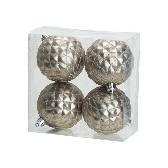 4x Luxe zilveren kunststof kerstballen 8 cm kerstboomversiering