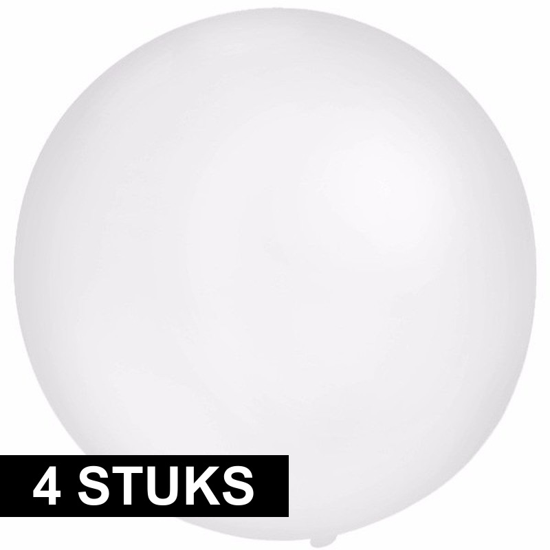 4x ronde witte ballonnen van 60 cm groot