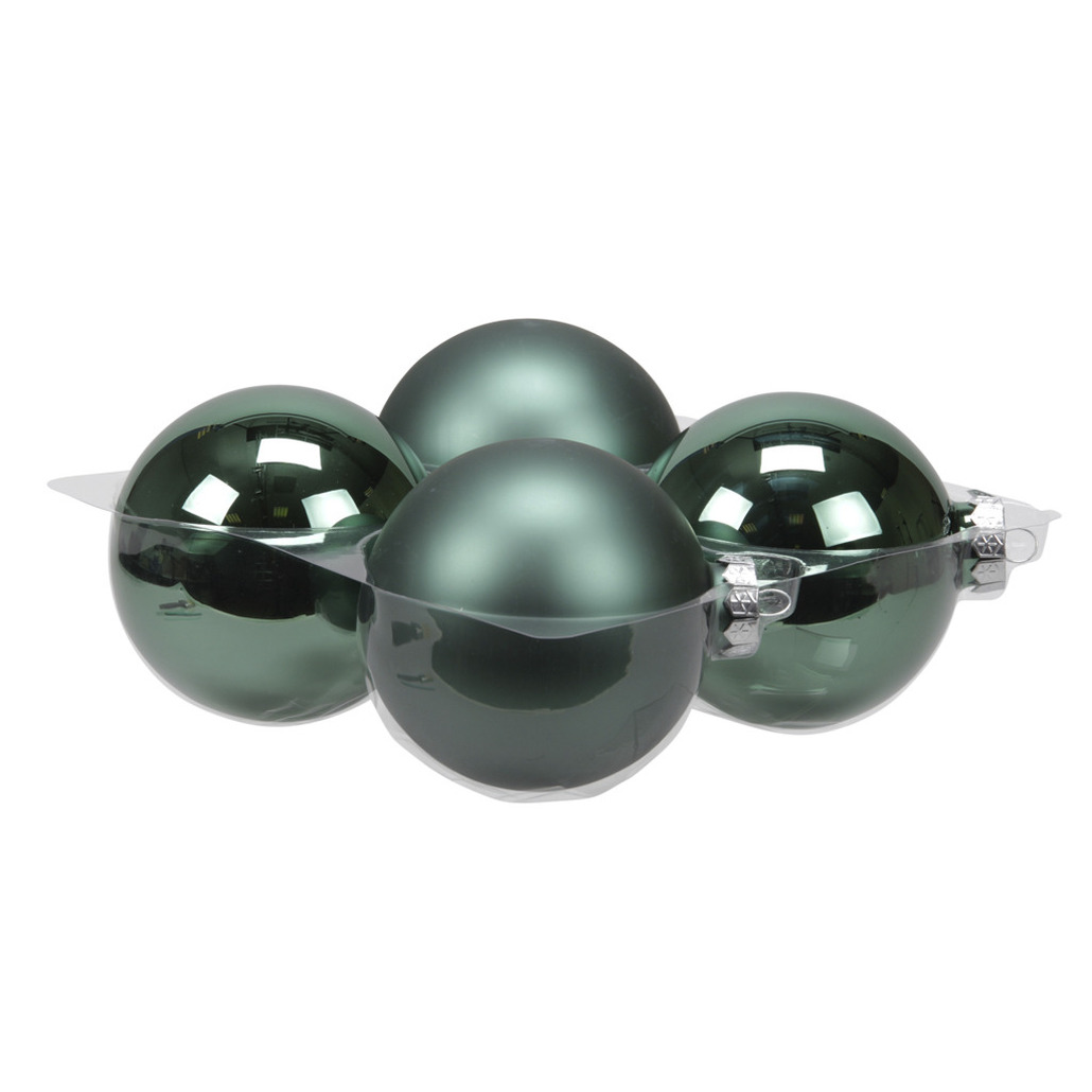 4x stuks glazen kerstballen emerald groen (greenlake) 10 cm mat-glans