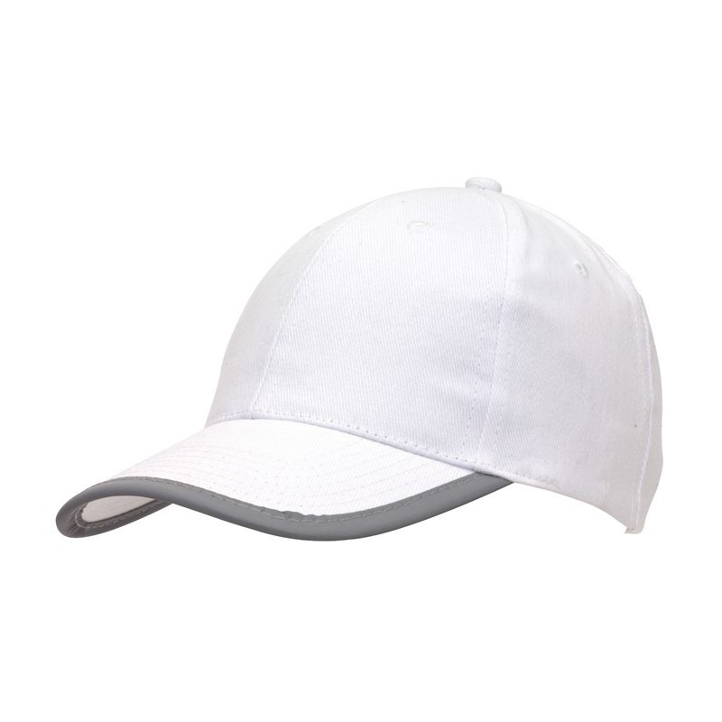 5-panel baseballcap wit met reflecterende rand voor volwassenen
