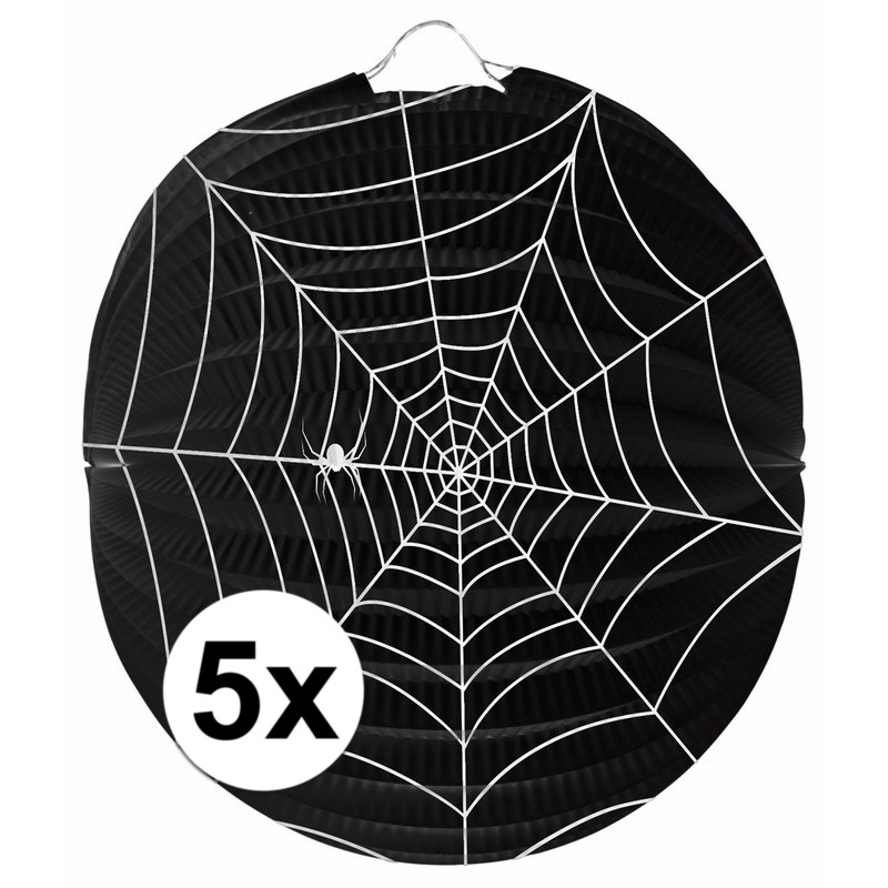 5 papieren spinnenweb lampionnen 22 cm