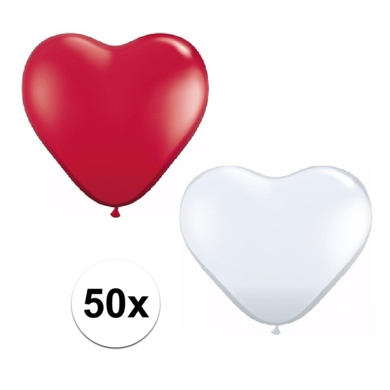 50x ballonnen harten rood-wit
