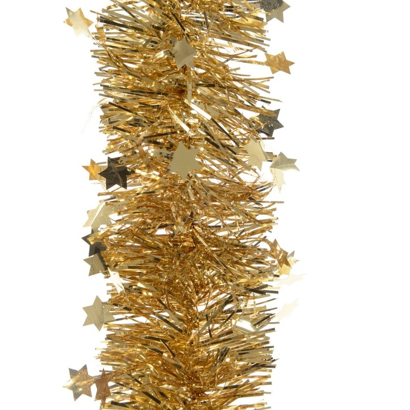 5x Feestversiering folie slingers sterretjes goud 10 x 270 cm kunststof-plastic kerstversiering