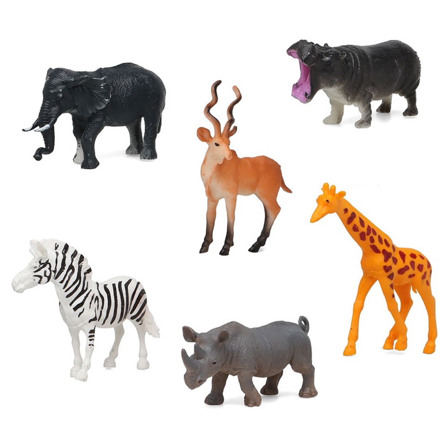 6x Plastic safari-jungle dieren speelgoed figuren 14 cm voor kinderen