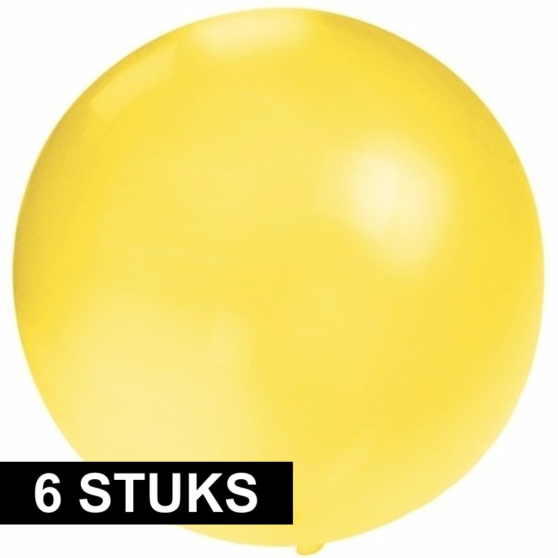 6x Ronde gele ballonnen 60 cm groot