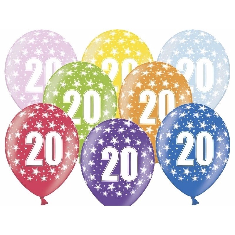 6x stuks Sterretjes ballonnen 20e verjaardag