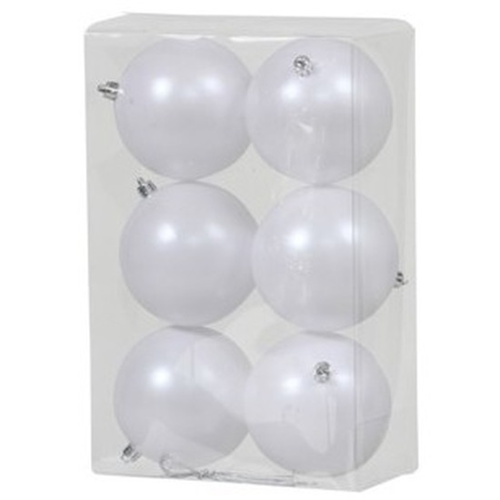 6x Witte kerstballen 10 cm matte kunststof-plastic kerstversiering