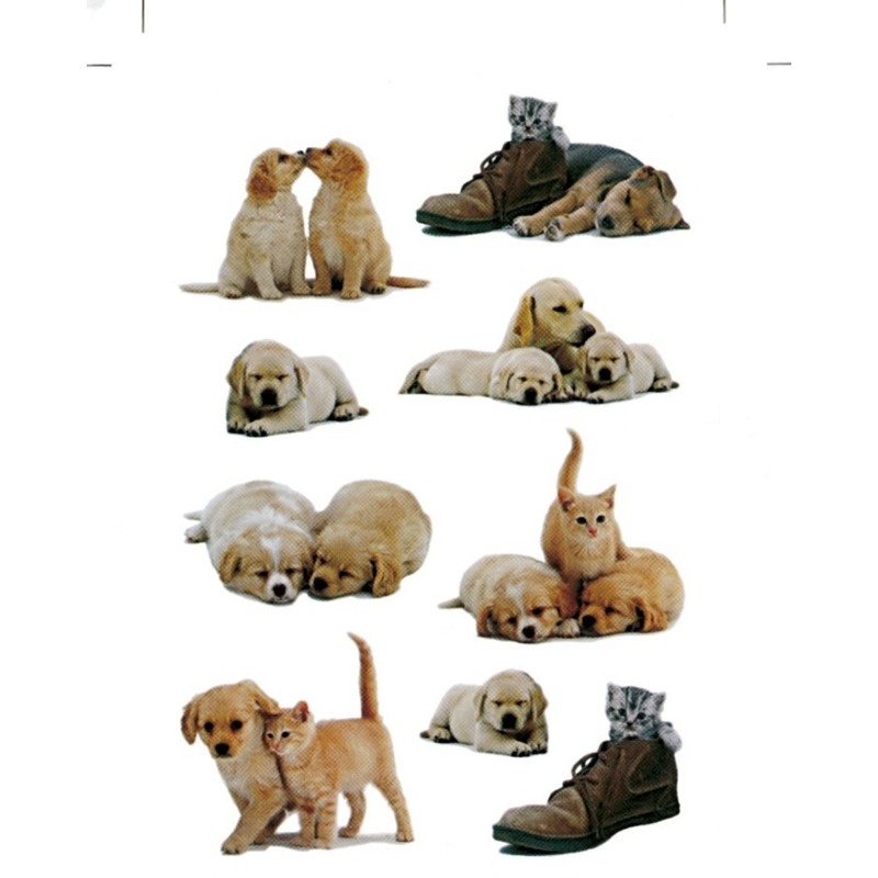 81x Honden-puppy's-poezen-katten stickertjes voor kinderen