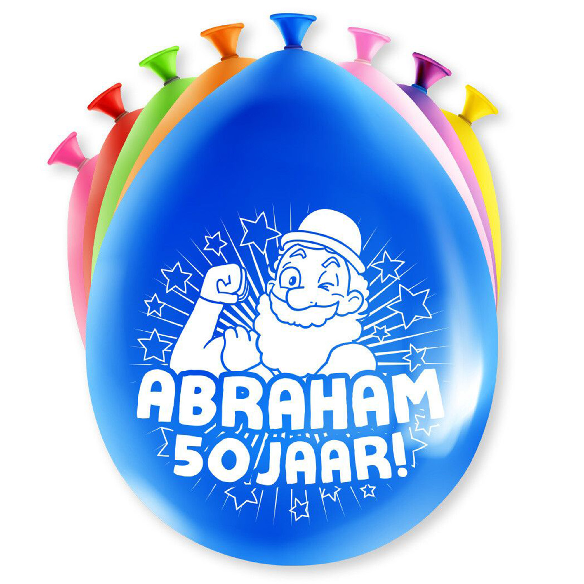 8x stuks Abraham-50 jaar feest ballonnen diverse kleuren latex ca 30 cm