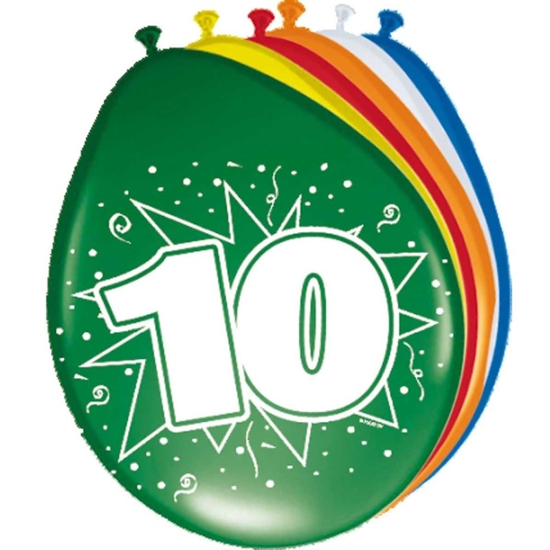 8x stuks Ballonnen versiering verjaardag 10 jaar