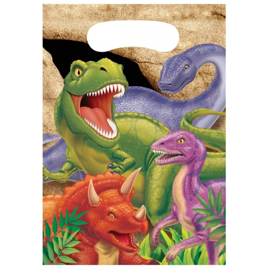 8x stuks Dinosaurus thema uitdeelzakjes-feestzakjes