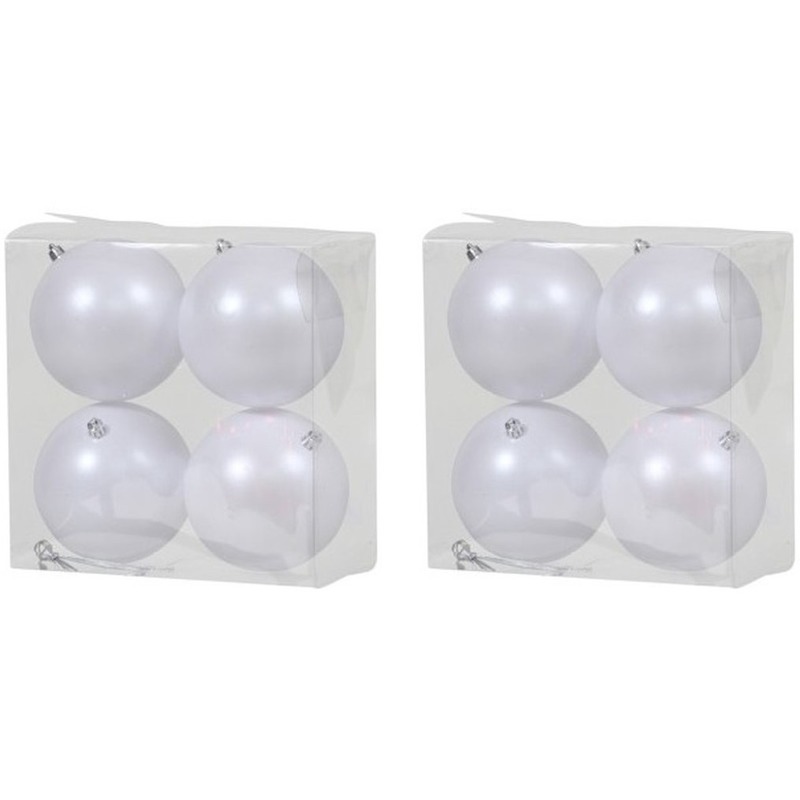 8x Witte kerstballen 12 cm matte kunststof-plastic kerstversiering