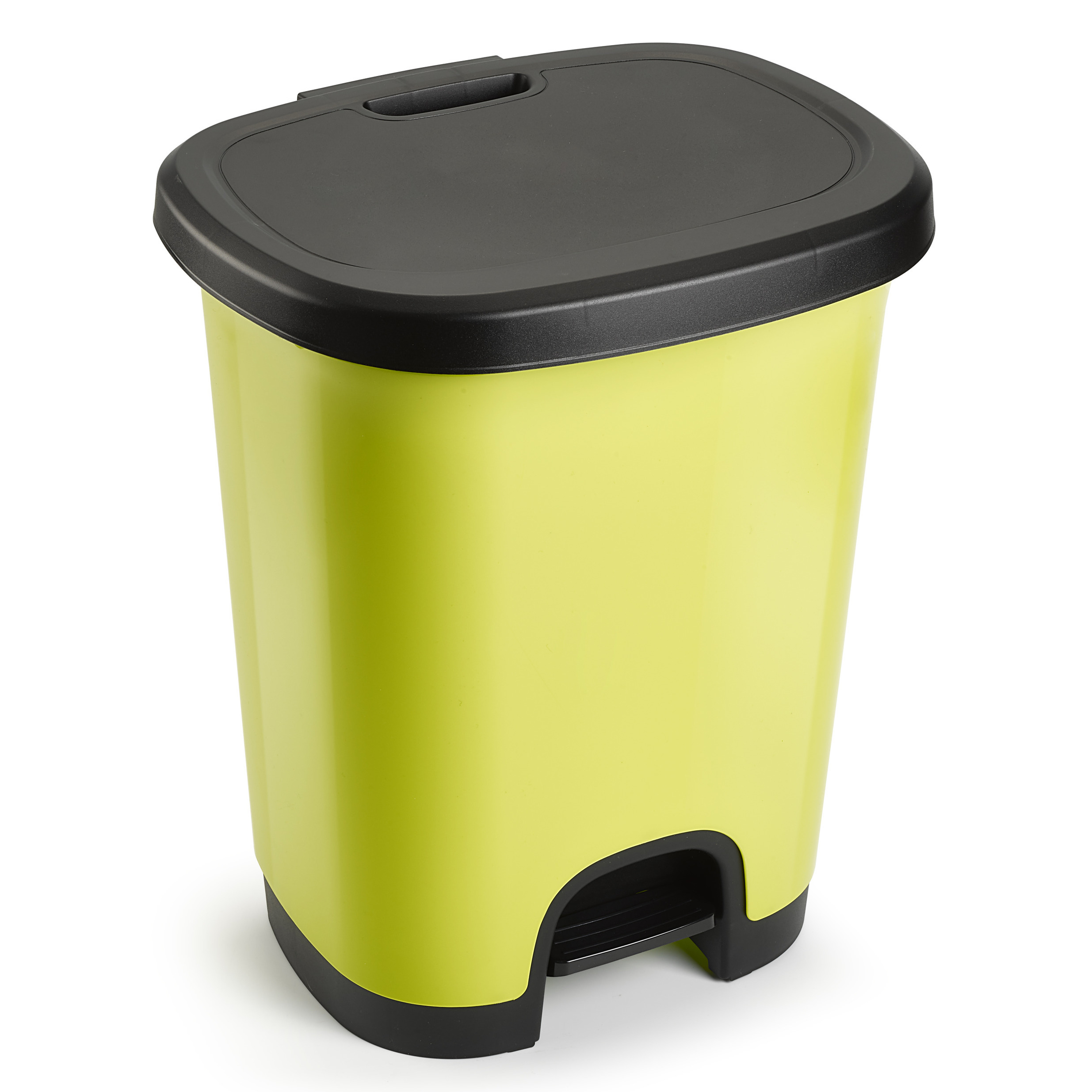 Afvalemmer-vuilnisemmer-pedaalemmer 18 liter in het kiwi groen-zwart met deksel en pedaal