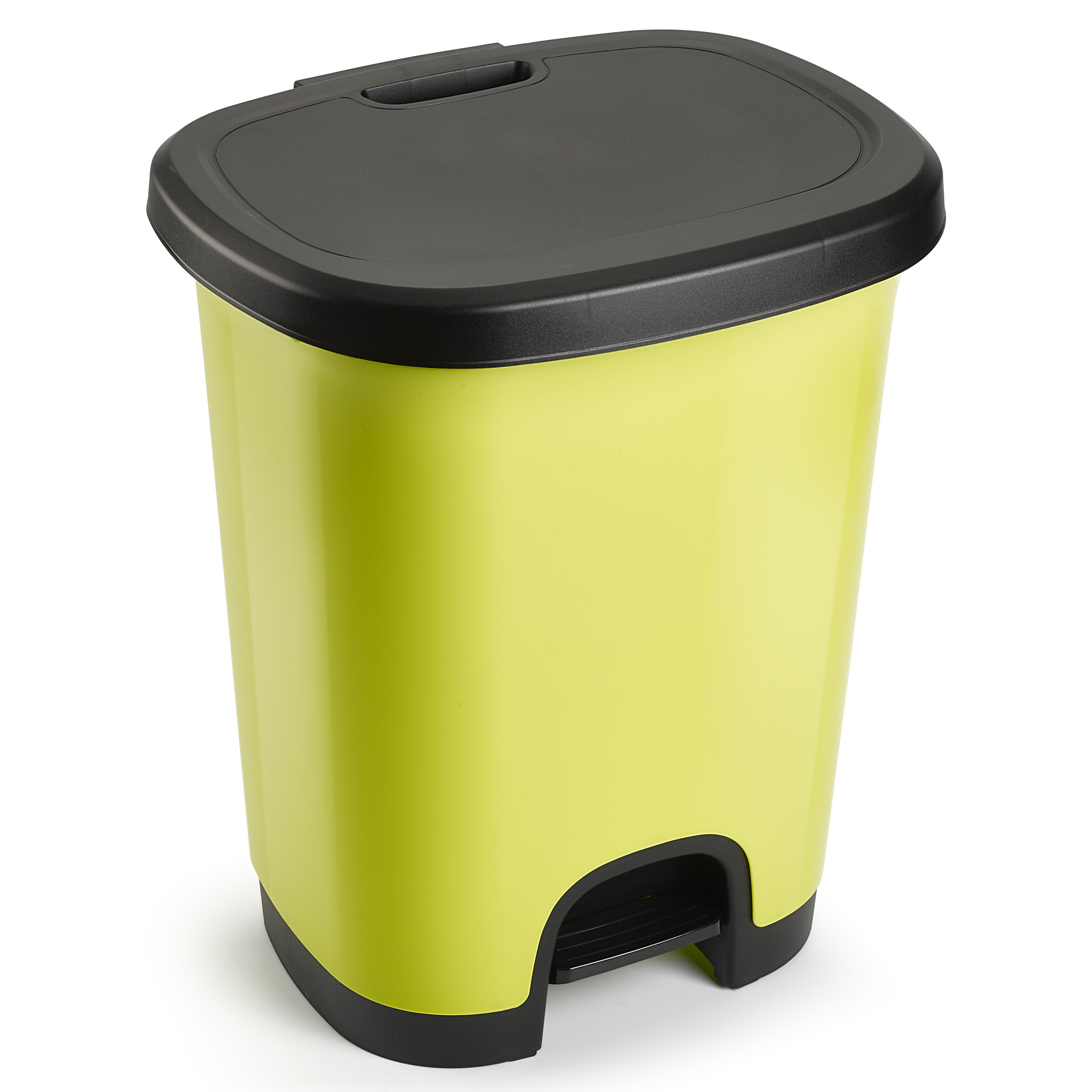 Afvalemmer-vuilnisemmer-pedaalemmer 27 liter in het kiwi groen-zwart met deksel en pedaal
