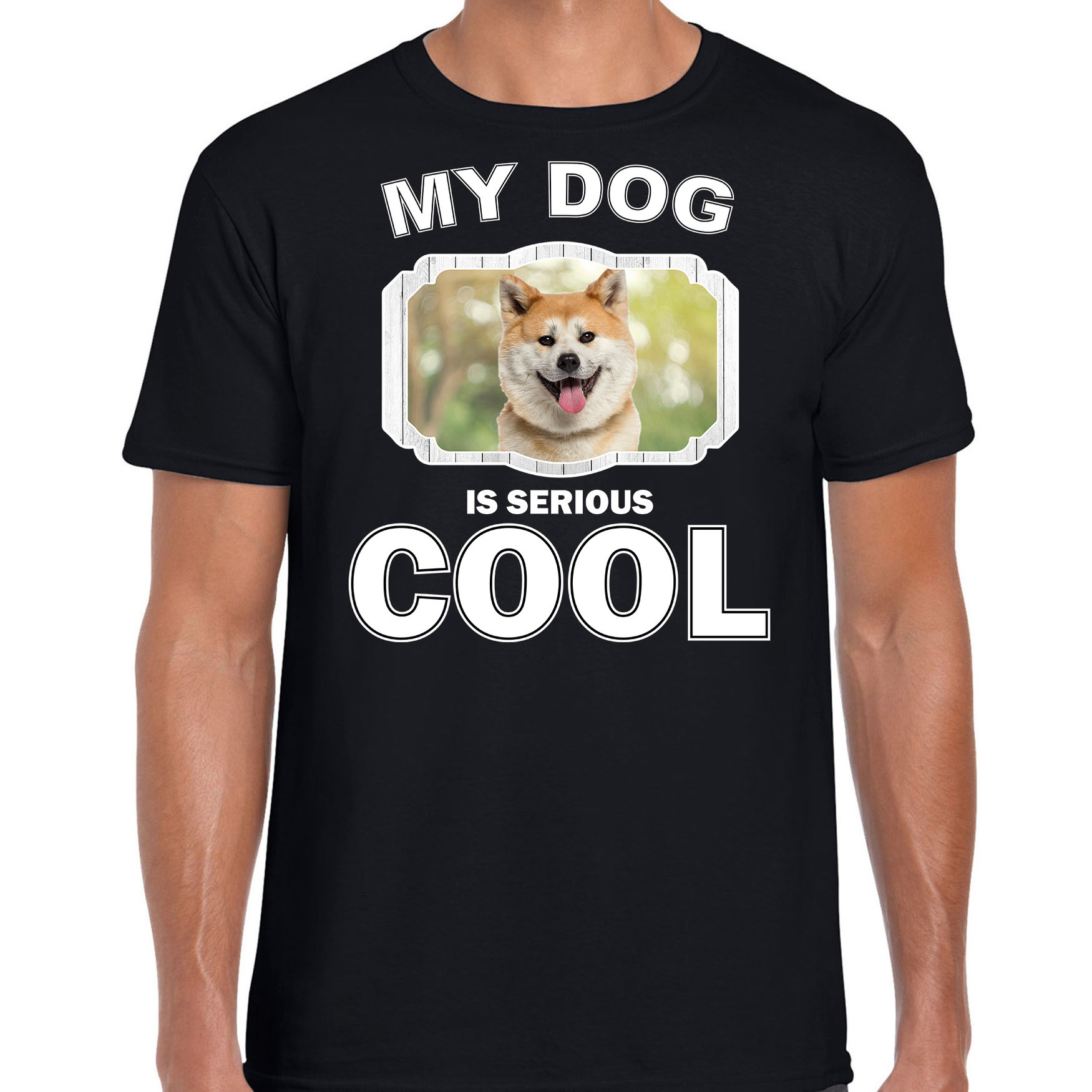 Akita inu honden t-shirt my dog is serious cool zwart voor heren