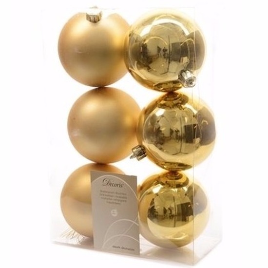 Ambiance Christmas gouden kerstversiering kerstballen pakket 6 stuks