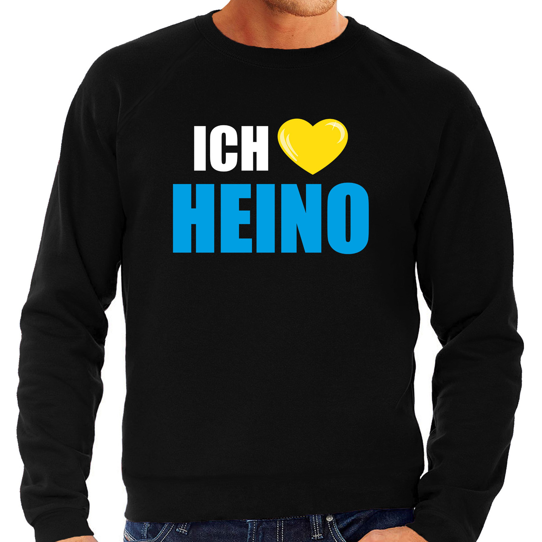 Apres-ski sweater-trui Wintersport Ich liebe Heino zwart voor heren
