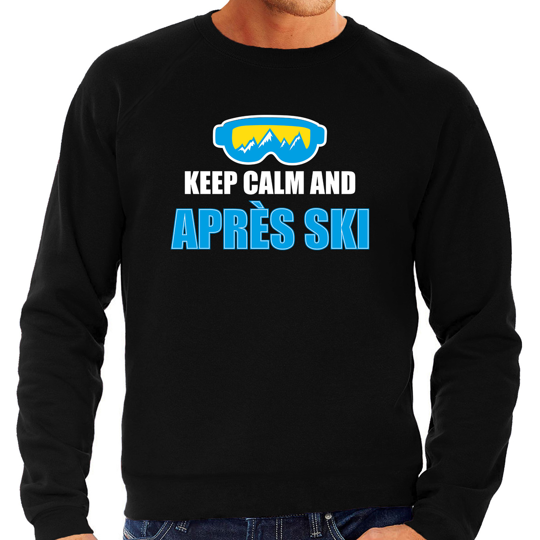 Apres-ski sweater-trui Wintersport Keep calm zwart voor heren
