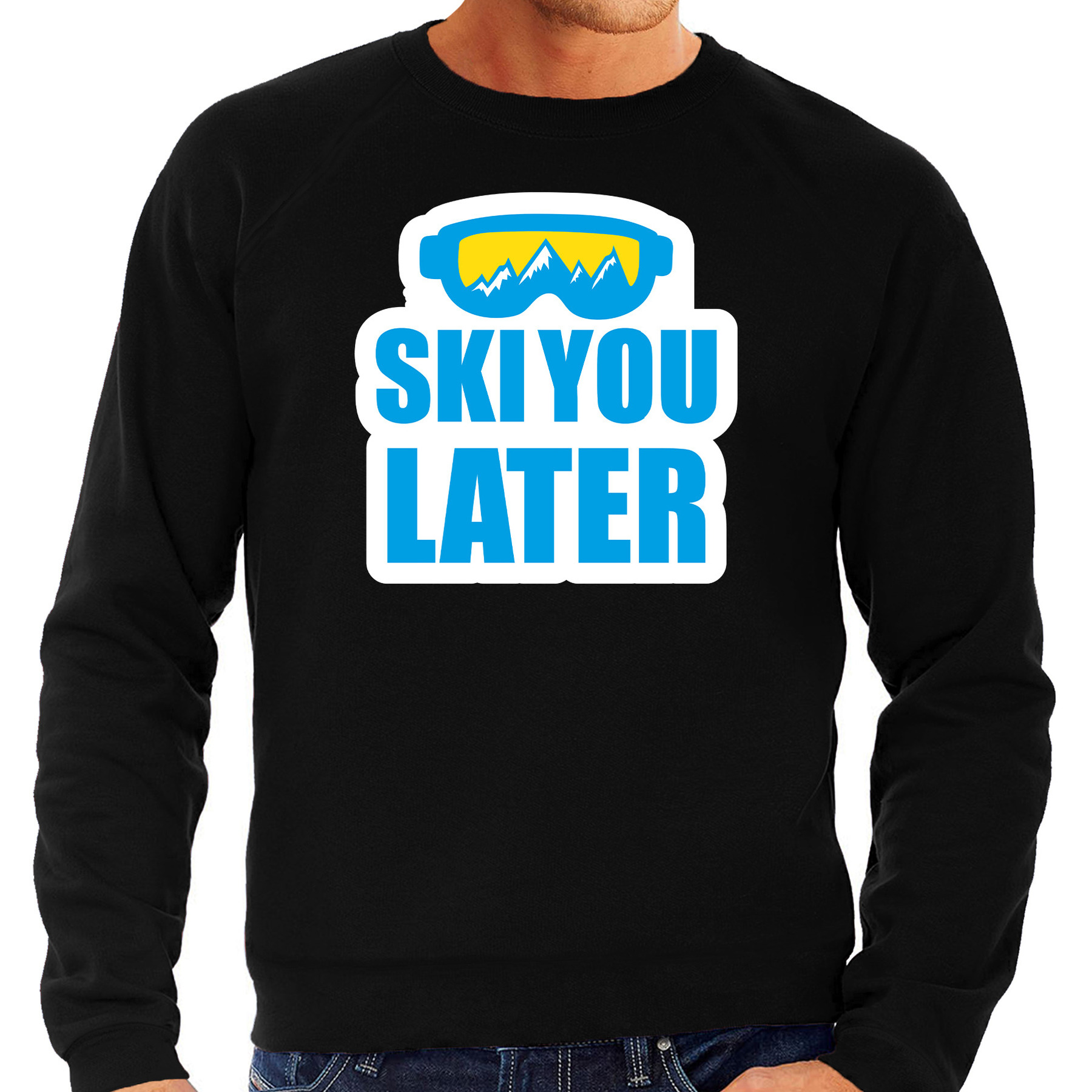 Apres ski trui Ski you later-Ski je later zwart heren Wintersport sweater Foute apres ski out