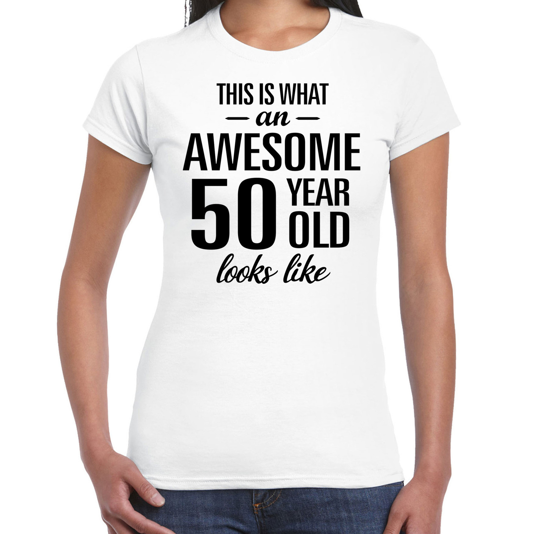 Awesome 50 year-50 jaar cadeau t-shirt wit dames Sarah