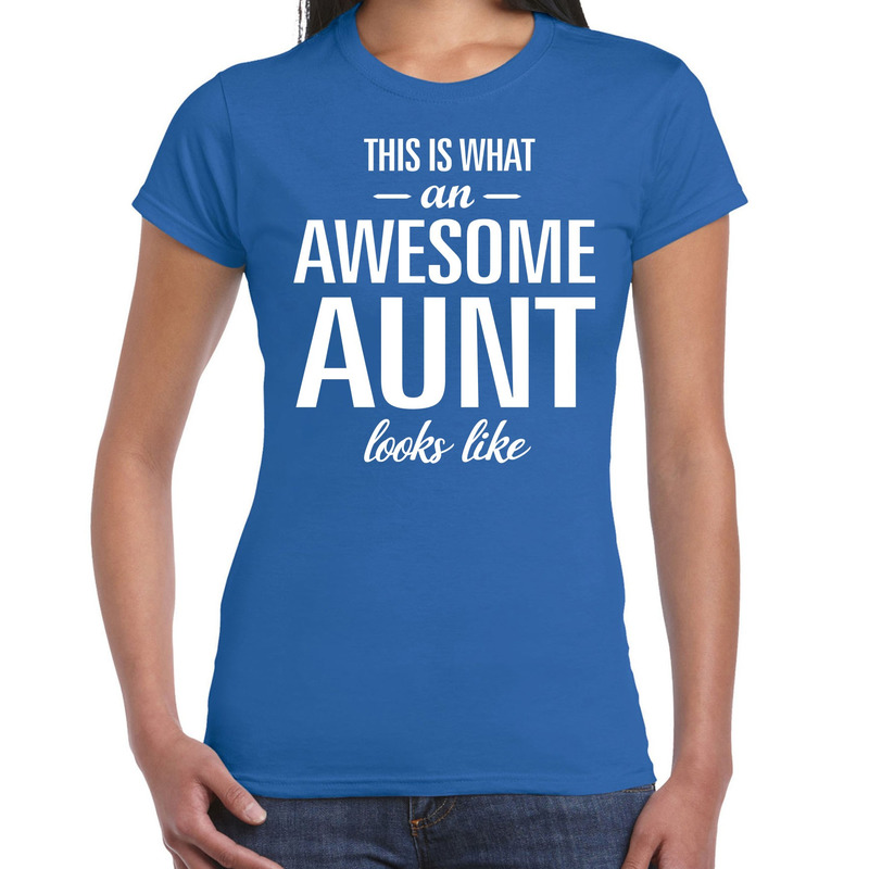 Awesome aunt-tante cadeau t-shirt blauw dames