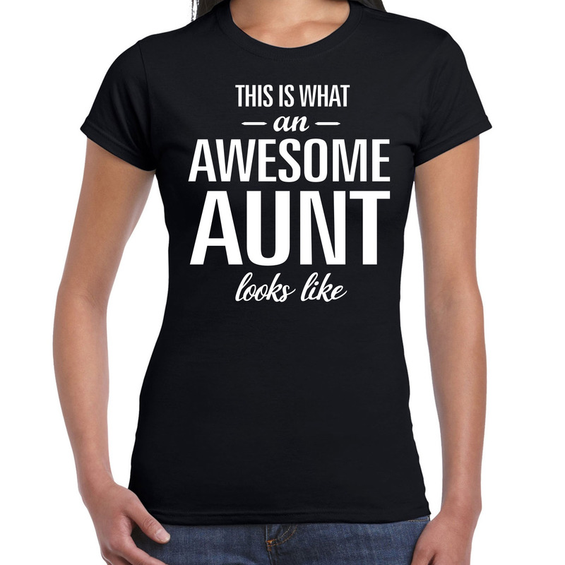Awesome aunt-tante cadeau t-shirt zwart dames