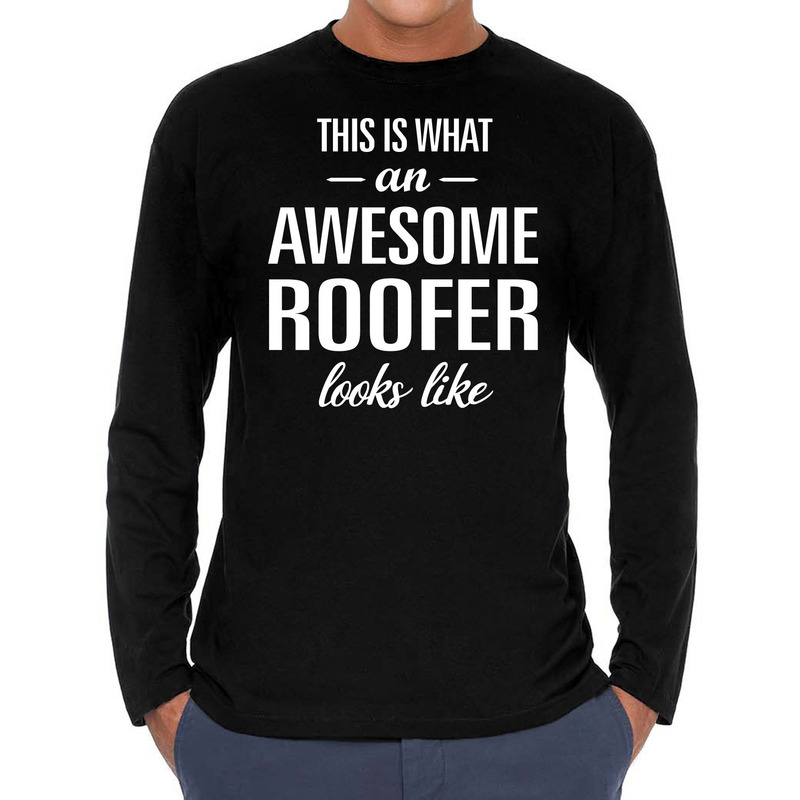 Awesome roofer-dakdekker cadeau t-shirt long sleeves heren