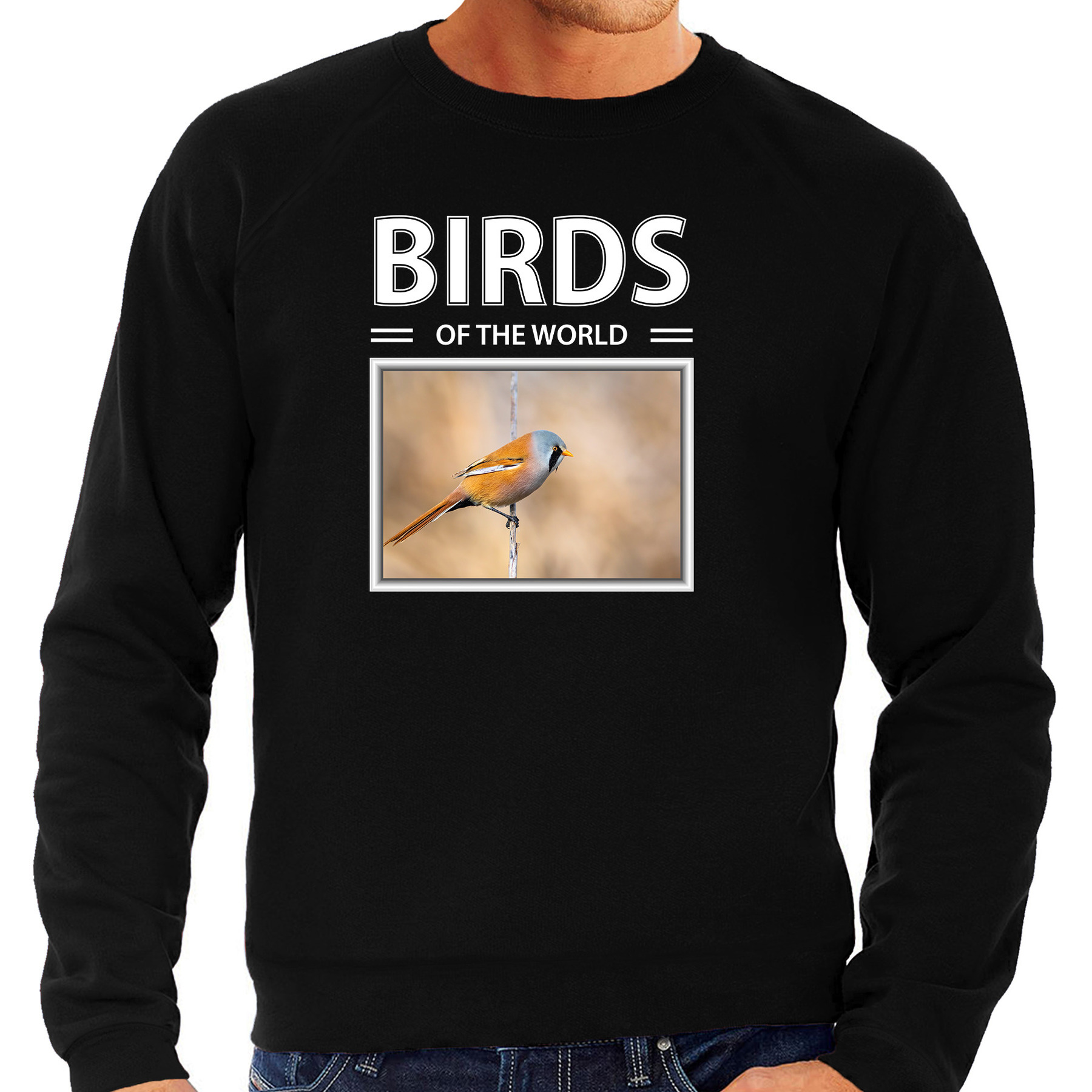 Baardmannetjes vogel sweater / trui met dieren foto birds of the world zwart voor heren