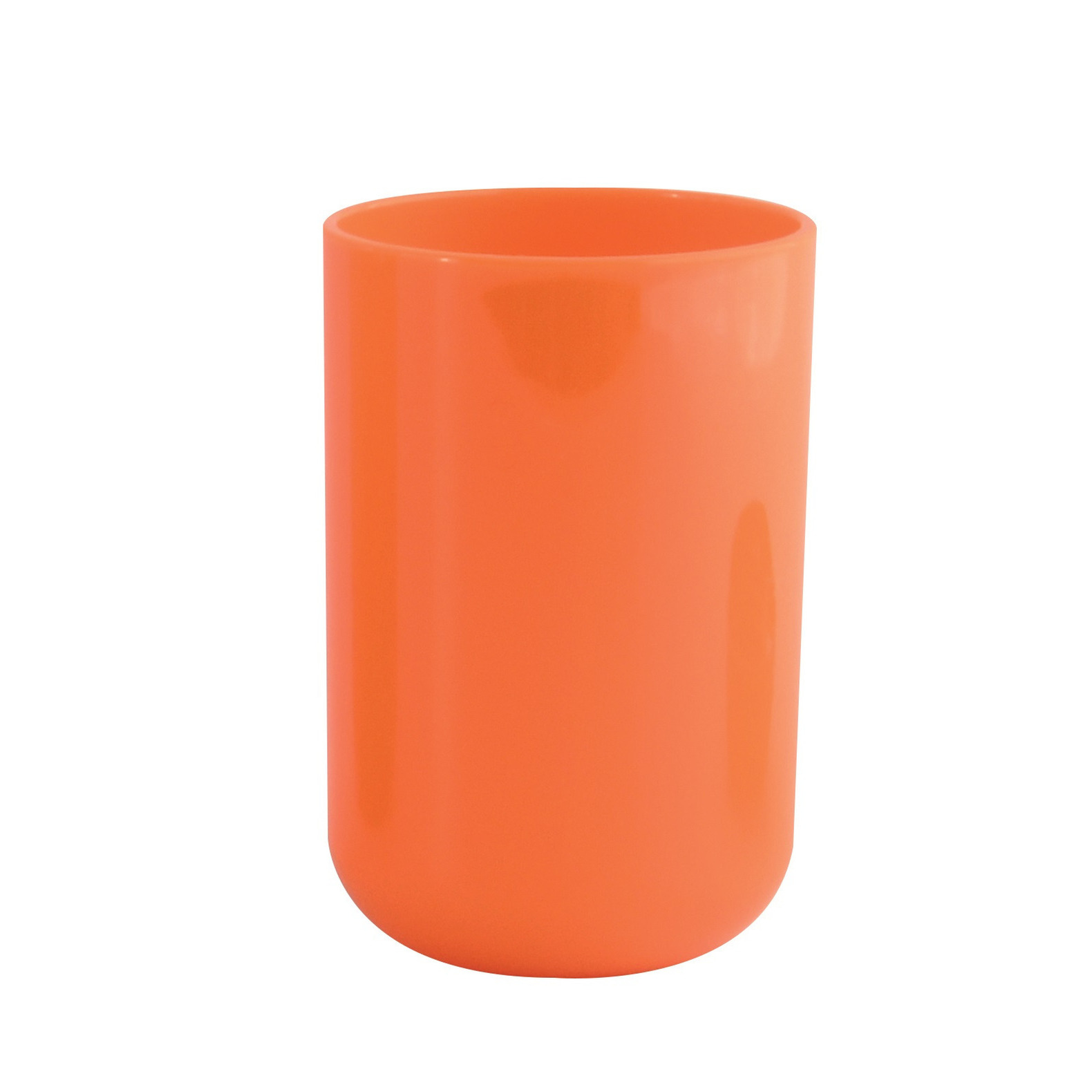 Badkamer drinkbeker-tandenborstelhouder Porto PS kunststof oranje 7 x 10 cm