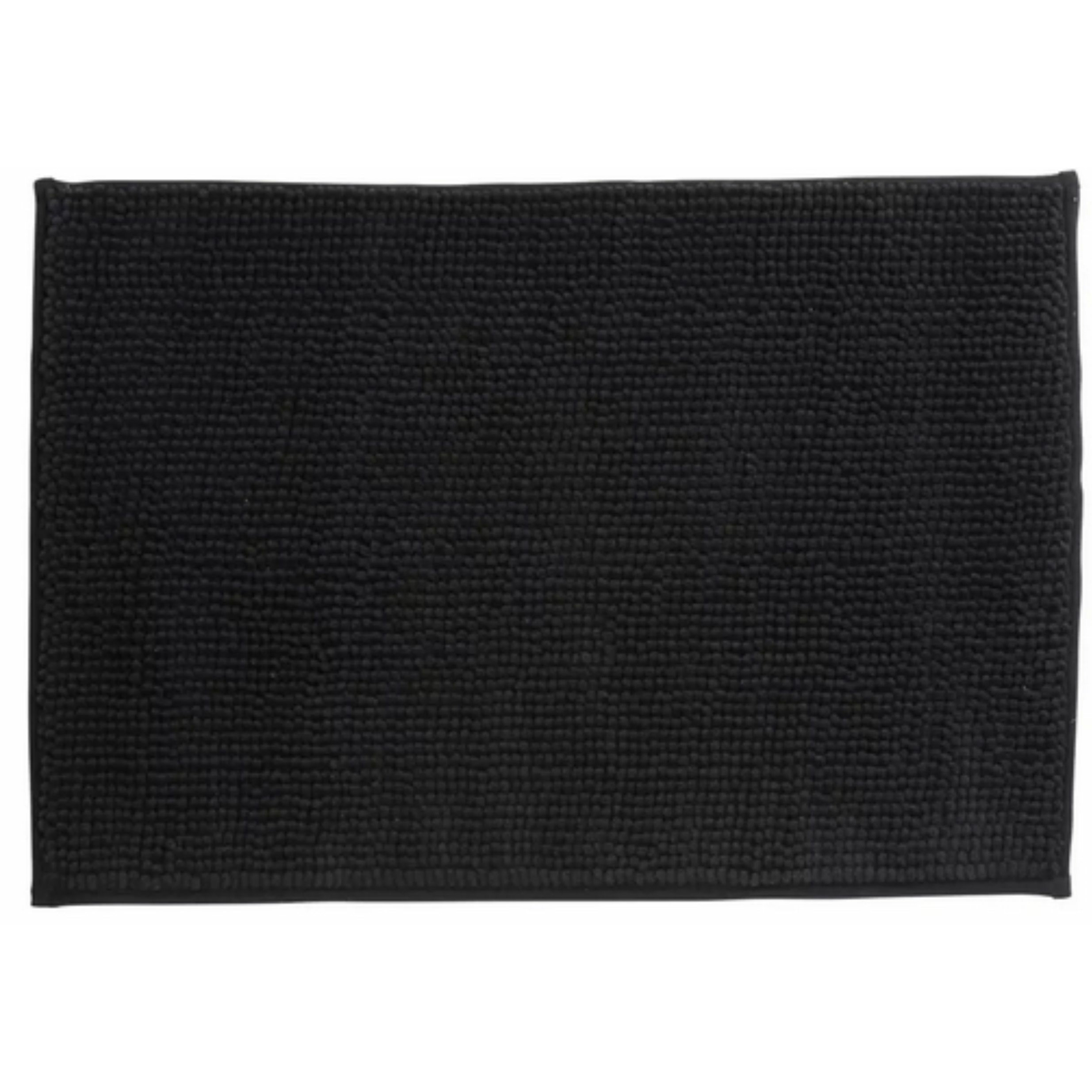 Badkamerkleedje-badmat tapijt voor op de vloer zwart 40 x 60 cm