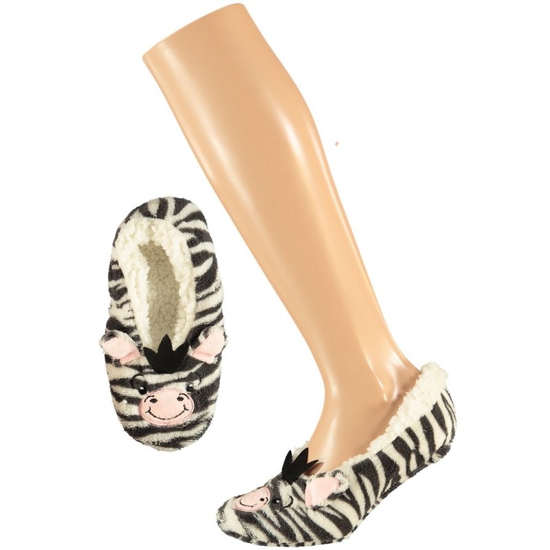 Ballerina huispantoffels/sloffen zebrapaardje voor meisjes maat 31-33