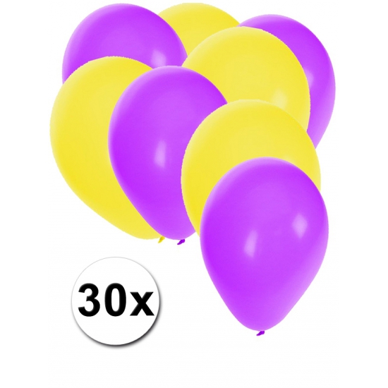 Ballonnen paars en geel 30x